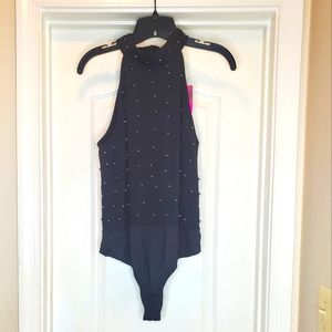 MISSGUIDED Bronzed Studded Halter Bodysuit